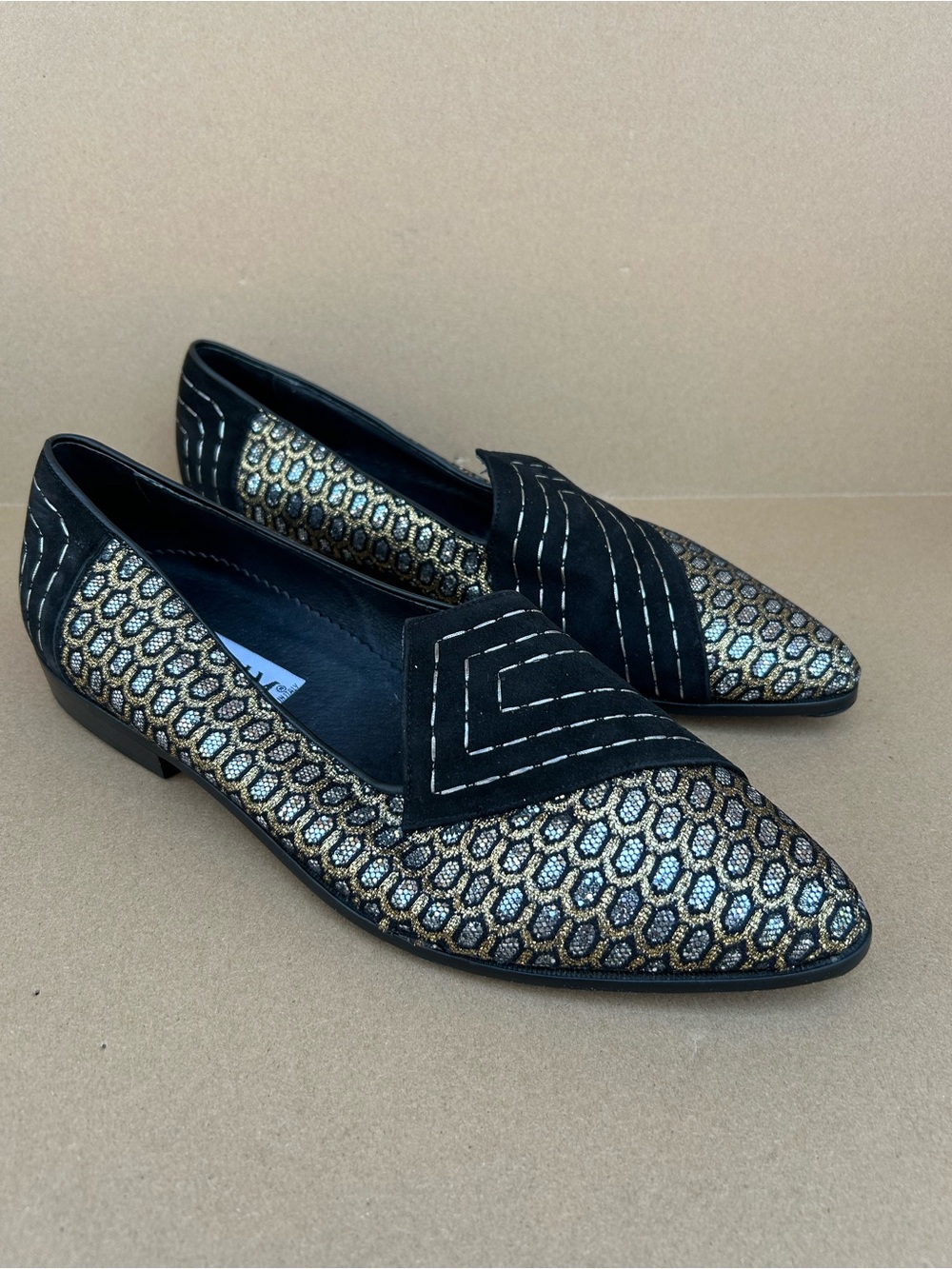 Stracam made in Italy loafers  Embellished Art Deco Glam Corpcore 9 men black